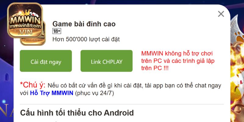 Sân chơi hiện không hỗ trợ đặt cược trên PC